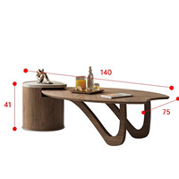 Table basse ovale de style antique, design créatif minimaliste, table centrale en bois pour la maison, table de salon avec rangement, table à thé
