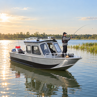 Bateau de pêche en aluminium robuste de 22 pieds, capacité 6 personnes, capacité améliorée 12 personnes, avec rampe et échelle, console debout, économie de carburant