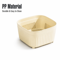 Passoire PP double couche avec bassin pour fruits et légumes, panier d'égouttage, 3 tailles, couvercle inversé, grande cuisine, vente en gros