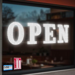 Open <b>Sign</b> 40x14 Inch Extra Bright <b>Led</b> Business <b>Sign</b> High Visibility Aluminum White Light Steady Operation For Cafe Restaurant - Product Image 1