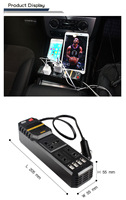 Inversor de carga montado en el vehículo de 200W, 12V a 220V, para notebook, con USB, para teléfono móvil