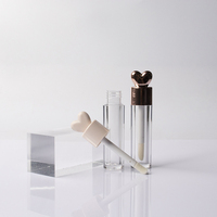 Tube de brillant à lèvres vide en forme de cœur, conteneur cylindrique transparent, flacon de brillant à lèvres cosmétique personnalisé, emballage plastique