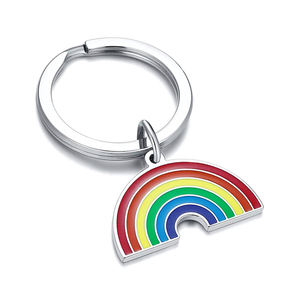 Llaveros de acero inoxidable personalizados con diseño de nube de arcoíris LGBT para mujer y niña, bolso, llavero de coche, llavero, Orgullo Gay lésbico - Product Image 2