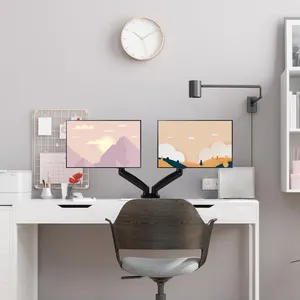 AUKI Dual Screen Adjustable Gas Spring Desktop Monitor Arm Desk Mount Monitor Stand With 5 Years Warranty