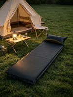 Matelas de couchage auto-gonflant portable avec oreiller intégré, imperméable, en polyester, pour le camping, la randonnée et la tente