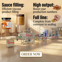 Ligne de machines automatiques Xtime pour le chauffage, le remplissage, le bouchage, l'étiquetage et l'emballage de bouteilles de beurre de cacahuète, de noisettes et de sauce chocolatée liquide