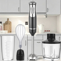 Mixeur plongeant électrique en acier inoxydable avec vitesse variable et commande par bouton-poussoir pour utilisation en extérieur, en camping-car, en voiture et à l'hôtel - 400W/600W