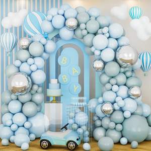 Kit d'arche de ballon bleu avec ballons en argent 4D pour garçon bébé douche sexe révéler décorations d'anniversaire fête anniversaire de mariage - Product Image 1