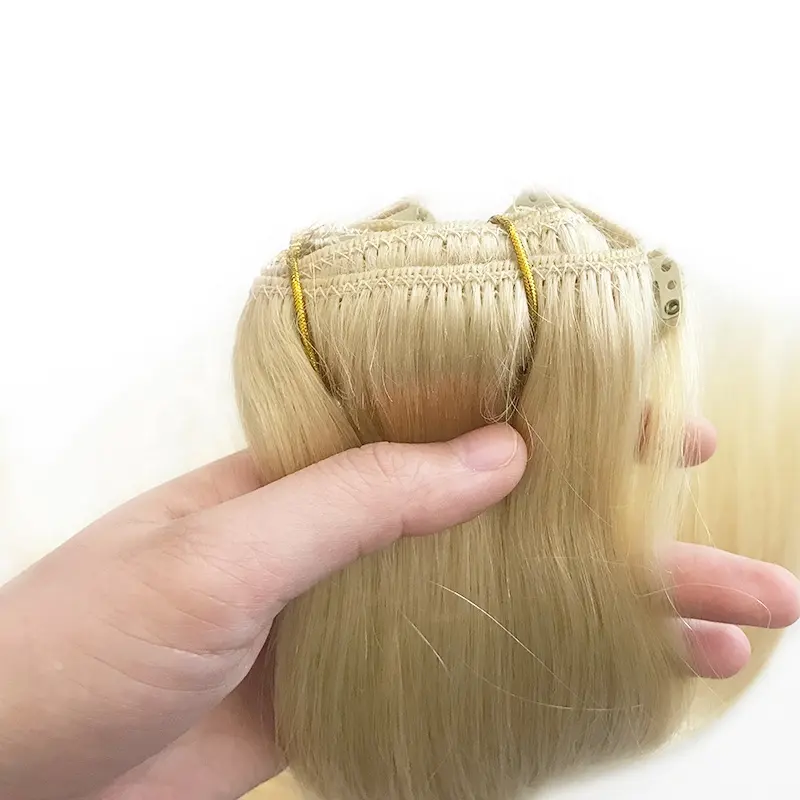 하이 퀄리티 레미 인간의 머리카락 도매 100% 레미 원활한 클립 인 헤어 익스텐션 스트레이트 클립 브라질 헤어 익스텐션