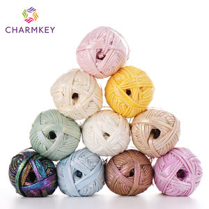 Charmkey metálico camiseta hilo teñido a mano tejido a mano hilo de ganchillo para tejer bolsa - Product Image 4