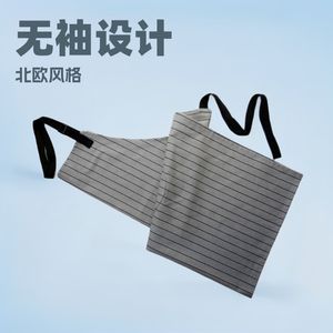 Tablier en coton gris de style nordique, motif à carreaux, 100% coton, pour la restauration, usage quotidien, femmes, hommes, adultes - Product Image 4