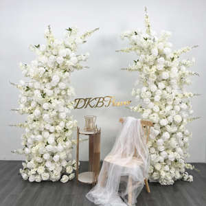 DKB Arch056 Papular White Rose y Baby Breath Artificial Silk Rose Wedding Arch Flower Decor para boda - Product Image 1