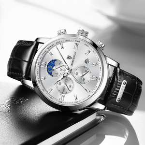 <span class=keywords><strong>Montre</strong></span> LIGE LG8953 Prix de gros Classique en cuir noir pour <span class=keywords><strong>homme</strong></span> avec chiffres romains Chronographe Lumineux <span class=keywords><strong>Montre</strong></span> de créateur + boîte cadeau - Product Image 2