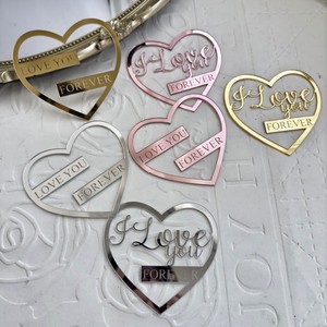 ท็อปเปอร์เค้กรูปหัวใจอะคริลิค ลายฮันนี่แอนด์สวีทเนส ฉันรักคุณตลอดไป ของตกแต่งวันวาเลนไทน์ - Product Image 1