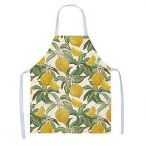 Personalized Vintage Yellow Lemon Full Print Workwear <b>Kitchen</b> <b>Apron</b> Durable Polyester Fresh Zesty Summer Citrus Fashionable - Product Image 1