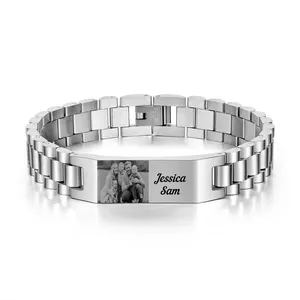 The Best Gift For Men Custom Photo Bracelet 21CM Stainless Steel Men Bracelets