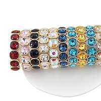 SongYi Mehrfarbiges Quadratisches Strass-Stretch-Armband Funkelndes Kristall-Elastik-Armreif Stapelbarer Damen-Partyschmuck