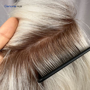 Prótesis Capilar Masculina con Color <span class=keywords><strong>Degradado</strong></span>, Cabello Remy Indio, Base de Inyección de PU, 120% de Densidad - Product Image 5