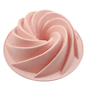 Moule à gâteau antiadhésif en forme de spirale de 9 pouces en vente en gros moule à gâteau Bundt pour tourbillon moule en silicone pour gâteau Yiwu