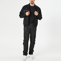 Veste de survêtement personnalisée à col entonnoir et passepoil contrastés avec poche kangourou pour hommes