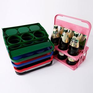 Beer Basket Portable KTV6 Bottle Hand Basket Can Print LOGO <b>Plastic</b> Folding Wine Rack - Product Image 2