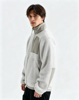 Collection d'hiver personnalisée pour l'extérieur, veste chaude 100% polyester, col montant, fermeture éclair intégrale, veste en polaire sherpa de haute qualité pour hommes