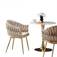 Chaises de salle à manger en tissu et métal minimalistes de luxe, dossier rembourré, sièges élégants pour hôtel, loisirs, réception