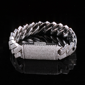 NUOYA - Brazalete de Cadena Cubana con Circonitas, 22 mm de Ancho, <span class=keywords><strong>4</strong></span> Hileras de Diamantes, Chapado en Oro, Cadena Cubana de Miami, Joyería Hip Hop para Hombre - Product Image 3