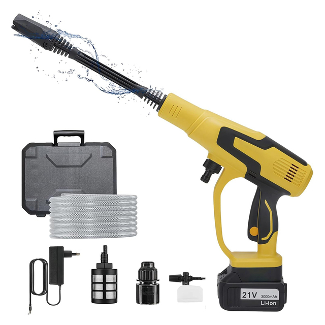 Portable Battery Powered Wireless High Pressure Cleaner Handheld Cordless Car Washer Machine with 6-in-1 Nozzle for Car, Garden