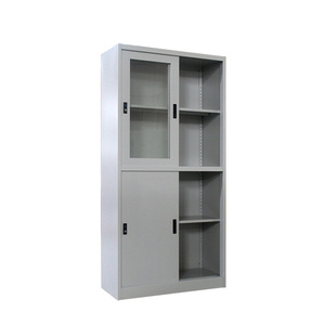 Armoire de rangement métallique de bureau avec porte coulissante en verre et serrure - Product Image 2