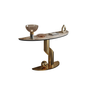 Mesa <span class=keywords><strong>Consola</strong></span> Plegable de Metal y Piedra, Estilo Moderno y <span class=keywords><strong>Minimalista</strong></span> para Sala de Estar, <span class=keywords><strong>Recibidor</strong></span> o Pared - Product Image 6