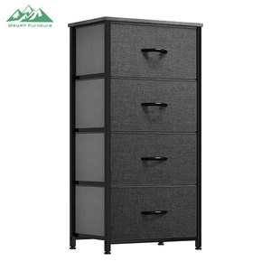 Mueble de Almacenamiento Moderno para Sala de Estar Wayon con <span class=keywords><strong>3</strong></span> Cajones, Estructura Metálica, Cestas de Tela Gris Claro y Asas de Madera - Product Image 5