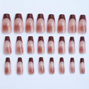 <span class=keywords><strong>Faux</strong></span> <span class=keywords><strong>ongles</strong></span> à presser longs de style français, forme cercueil, avec nail art blush, en ABS, avec <span class=keywords><strong>colle</strong></span>, vente en gros, très demandés - Product Image 3