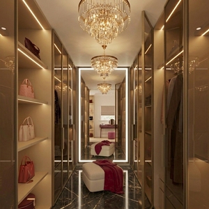 VIQ Lacquered Laminate (Code L 22776) Minimalist Customized Walk-in Wardrobe Closet With W4137 <b>x</b> L600 <b>x</b> H2800 Wardrobe Dimension - Product Image 1