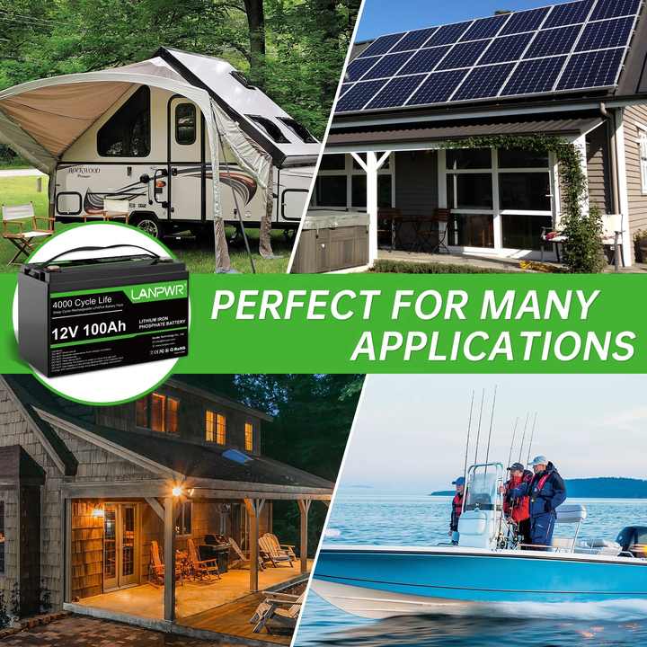 LANPWR Deep Cycle 12v 100ah LifeP04 Battery With BMS Solar Rv Caravan