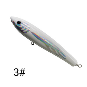 Leurre de pêche en bois, leurre popper en bois fait à la main, appâts en bois, matériel de pêche en mer pour la pêche au bar rayé, au thon, à la pêche au gros gibier - Product Image 6