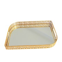 Plateau en métal miroir électroplaqué de style européen exclusif transfrontalier pour salon, table à manger et table basse