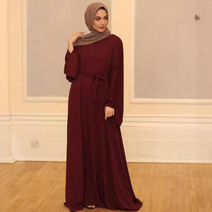 ODM/OEM نمط جديد التجارة الخارجية الشرق الأوسط فضفاضة زائد الحجم أنيقة للركاب بلون واحد البوليستر فستان طويل مسلم - Product Image 3