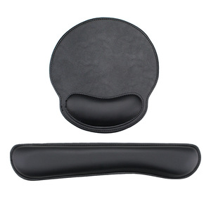 Solid PU Leather Wrist Rest Pad Memory Foam <b>Mouse</b> Keyboard Hand Support <b>Mat</b> EVA Non-Slip Base Stitched Edge - Product Image 1