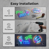 Enseigne néon LED personnalisée, impression UV sur acrylique, étanche IP67, contrôle par application, couleurs personnalisables, durée de vie supérieure à 50 000 heures, pour bar