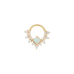 Calendo | Moda takı toptan Piercing kristal <span class=keywords><strong>Opal</strong></span> ASTM F136 G23 titanyum göbek takısı <span class=keywords><strong>Septum</strong></span> burun halkası Clicker - Product Image 3