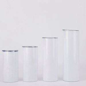 20oz Stainless Steel Insulated Blank Tumbler Sublimation Straight Skinny with Lid and <b>Metal</b> <b>Straw</b> Set - Product Image 5