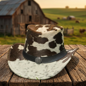 Sombrero de Vaquero de Cuero Ajustable y Elegante, Estilo Occidental, Hecho a Mano, con Pelo de Vaca, para Deportes, Casual, Negocios, Fiestas y Viajes, Novedad 2026 - Product Image 1