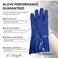 Gants industriels en PVC de qualité supérieure, surface sable bleue, 27 cm, avec une adhérence supérieure pour une protection industrielle robuste