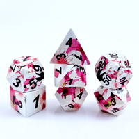 Jeu de dés polyédriques imprimés en acrylique 7 en 1, à bords vifs, motif floral, pour jeux de rôle sur table
