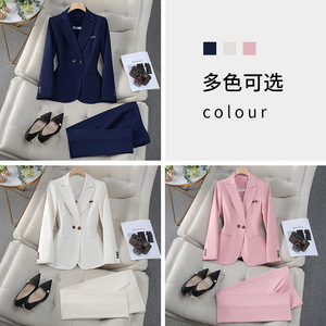 Women's Pink Suit <b>Set</b> Full Sleeve Polyester Anti-Wrinkle <b>Office</b> Lady Spring - Product Image 4
