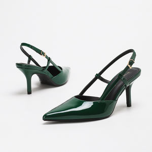 1235-4 Meilleures Ventes Sandales d'Été Unies Tendance pour <span class=keywords><strong>Femme</strong></span> en <span class=keywords><strong>Cuir</strong></span> Verni, à Enfiler, Bride Arrière, Bout Pointu et Talons Aiguilles - Product Image 2