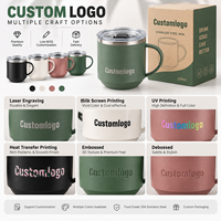 Mug isotherme portable en acier inoxydable à double paroi de 12 oz avec couvercle et poignée, personnalisable avec logo, pour café chaud et froid, idéal pour les voyages