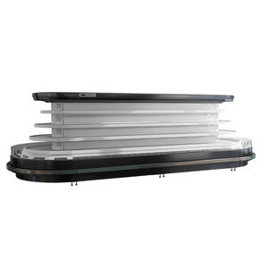 <span class=keywords><strong>Réfrigérateur</strong></span> de présentation multi-étagères semi-vertical rond à grande capacité pour supermarchés commerciaux, avec refroidissement par ventilateur pour légumes et fruits - Product Image 1