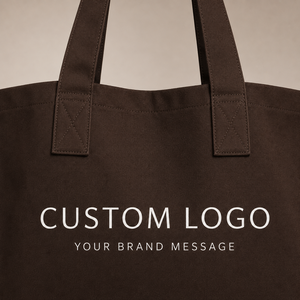 Custom Simple Style Brown Cotton Canvas Shoulderbag Custom Printed/Embroidery Logo Large Capacity Canvas Tote Bag With Zipper - Product Image 3